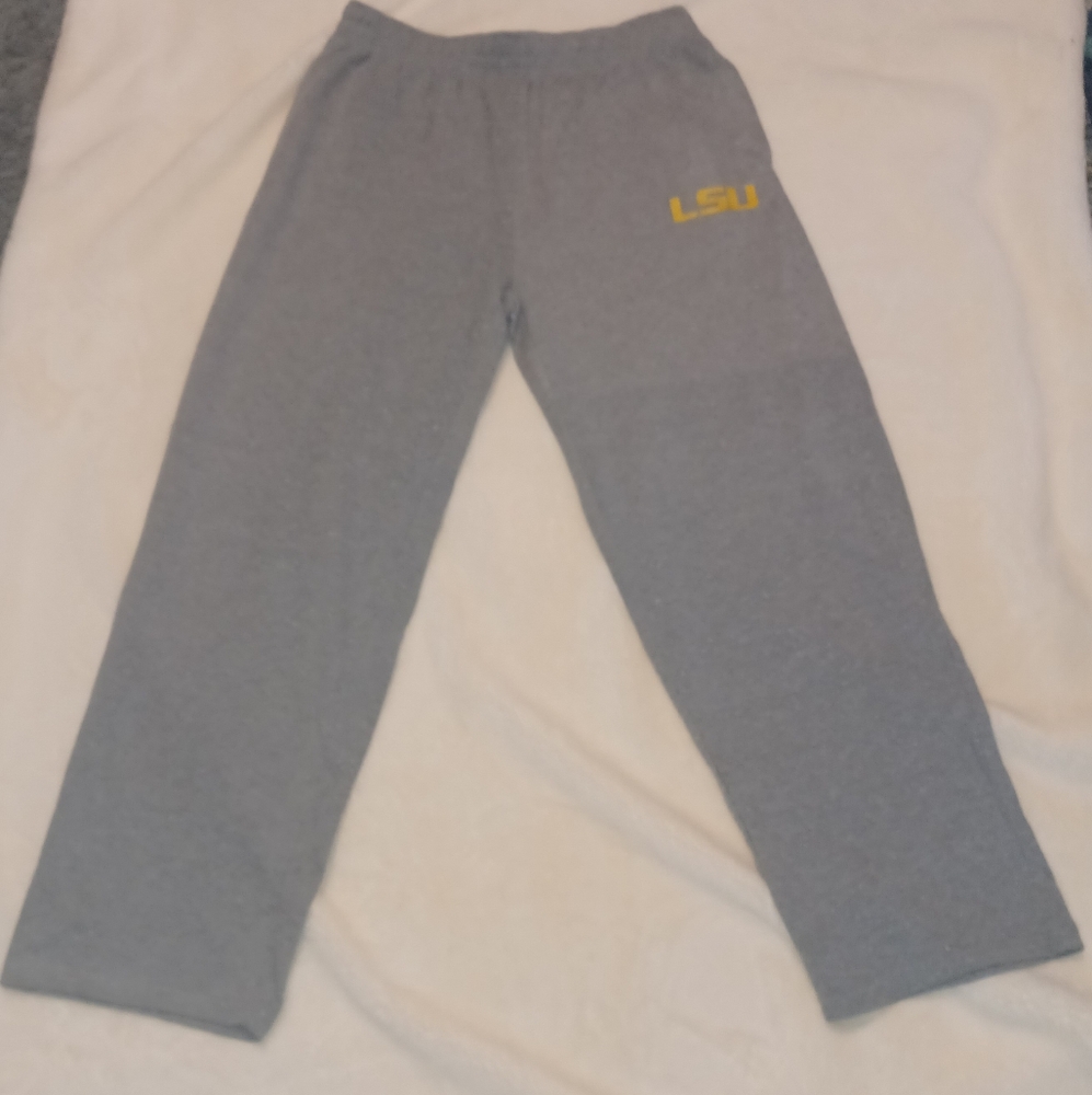 Mens Gray LSU Sweatpants New